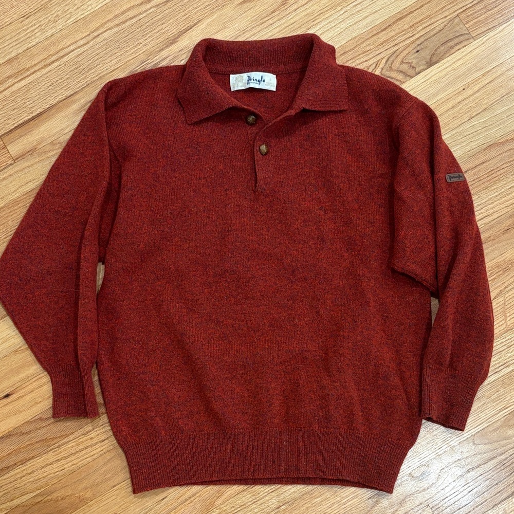 Pringle Scotland Wool Red Sweater Small